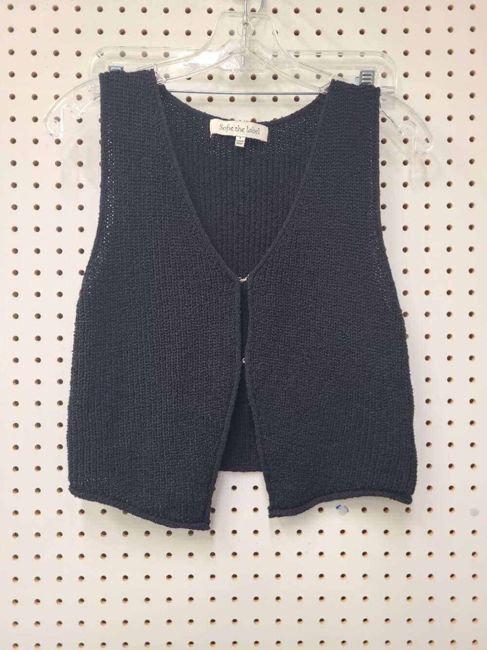 Black Knit Open Front Vest - Sofie The Label - Womens Small - Sleeveless Lightwe